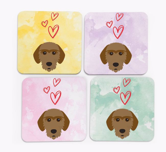 Heart Design with {breedFullName} Icon Coasters - Set of 4