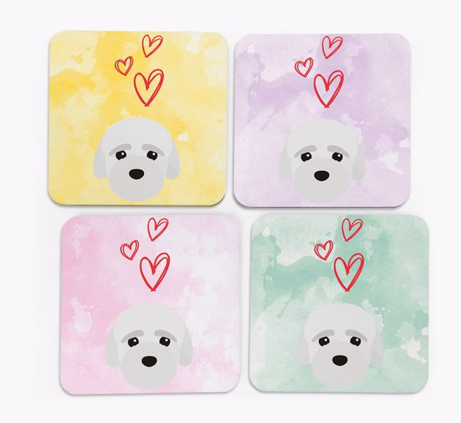 Heart Design with {breedFullName} Icon Coasters - Set of 4