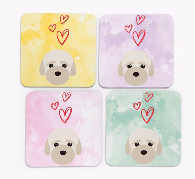 Heart Design with {breedFullName} Icon Coasters - Set of 4