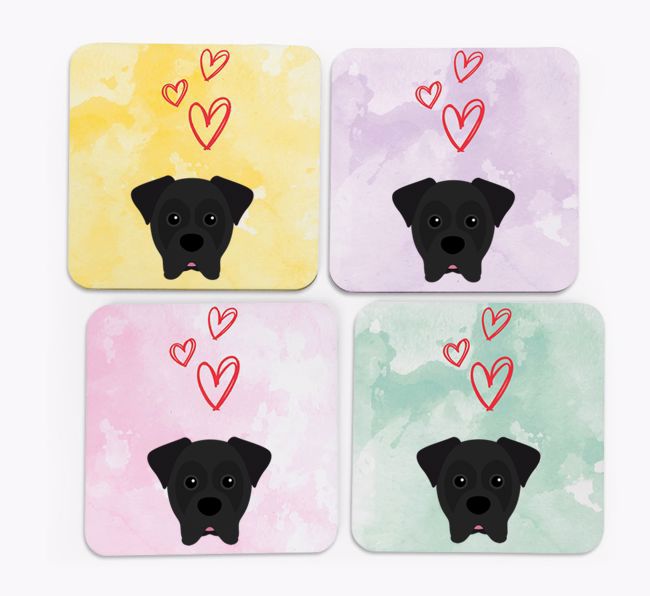 Heart Design with {breedFullName} Icon Coasters - Set of 4