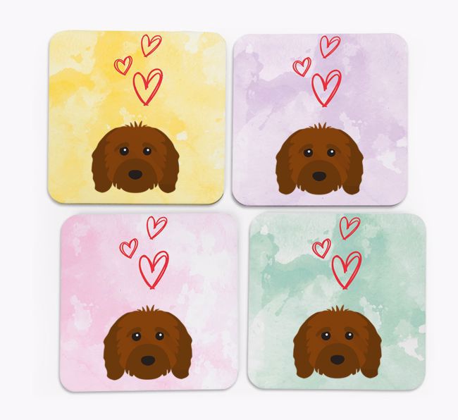 Heart Design with {breedFullName} Icon Coasters - Set of 4