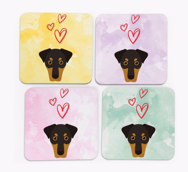 Heart Design with {breedFullName} Icon Coasters - Set of 4