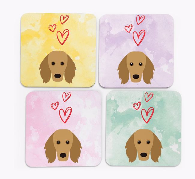 Heart Design with {breedFullName} Icon Coasters - Set of 4