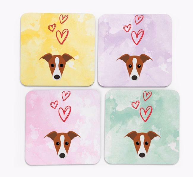 Heart Design with {breedFullName} Icon Coasters - Set of 4