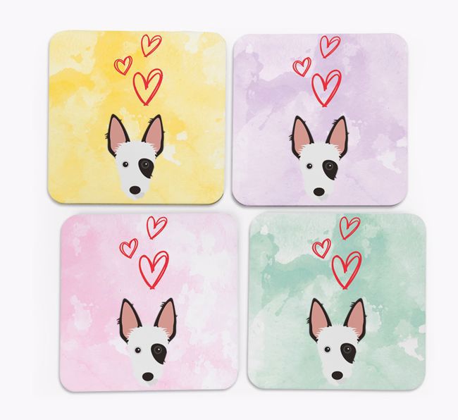 Heart Design with {breedFullName} Icon Coasters - Set of 4