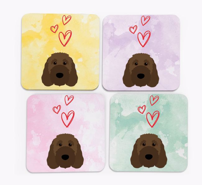 Heart Design with {breedFullName} Icon Coasters - Set of 4