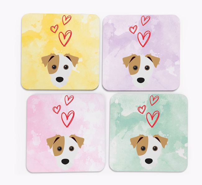 Heart Design with {breedFullName} Icon Coasters - Set of 4