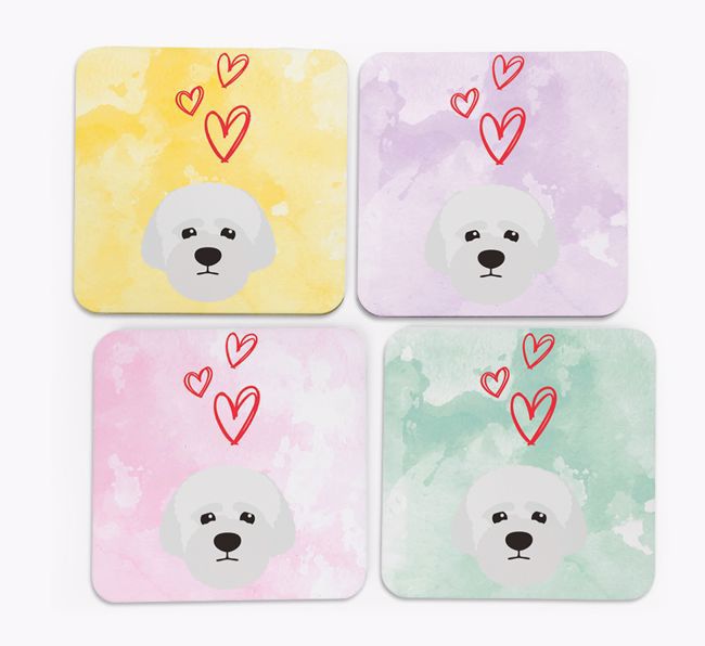 Heart Design with {breedFullName} Icon Coasters - Set of 4