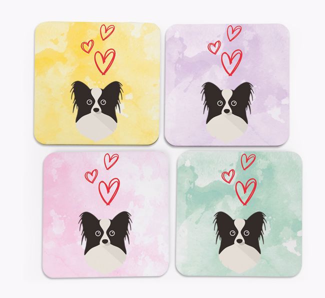 Heart Design with {breedFullName} Icon Coasters - Set of 4