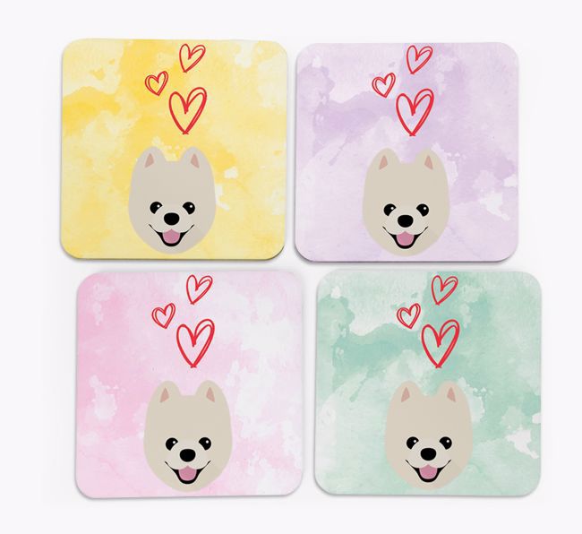 Heart Design with {breedFullName} Icon Coasters - Set of 4