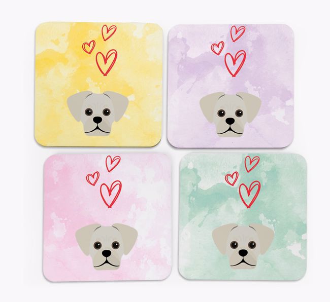 Heart Design with {breedFullName} Icon Coasters - Set of 4