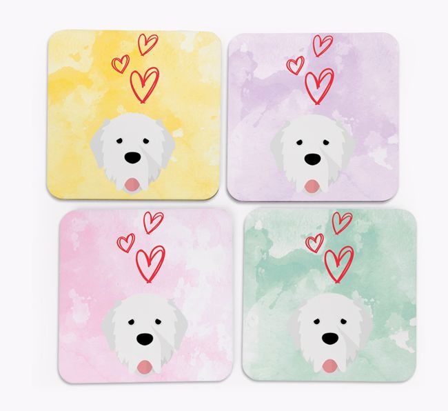 Heart Design with {breedFullName} Icon Coasters - Set of 4