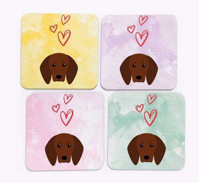 Heart Design with {breedFullName} Icon Coasters - Set of 4