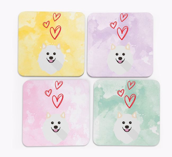 Heart Design with {breedFullName} Icon Coasters - Set of 4