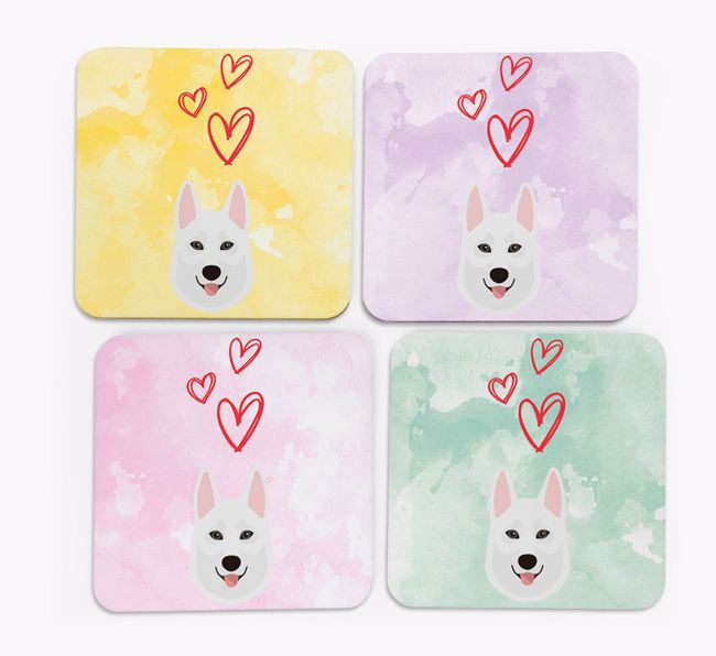 Heart Design with {breedFullName} Icon Coasters - Set of 4