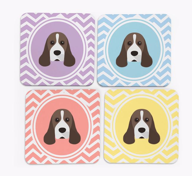 Zig Zag Design with {breedFullName} Icon Coasters - Set of 4