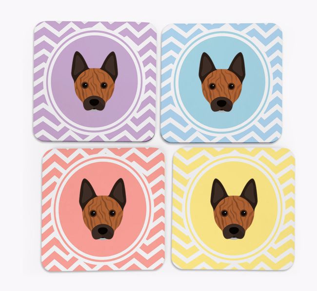 Zig Zag Design with {breedFullName} Icon Coasters - Set of 4