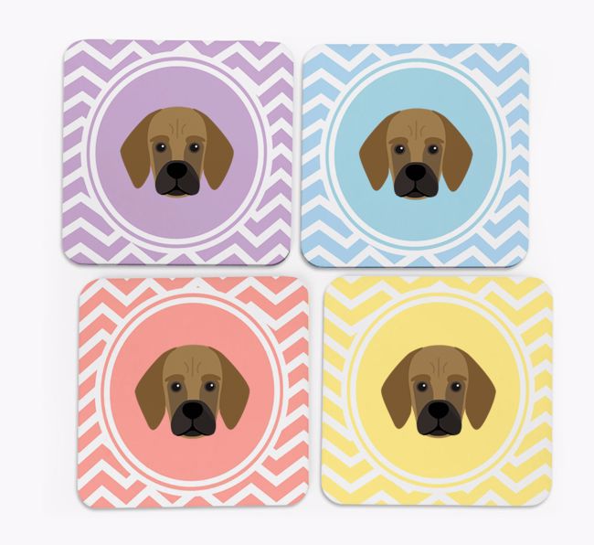 Zig Zag Design with {breedFullName} Icon Coasters - Set of 4