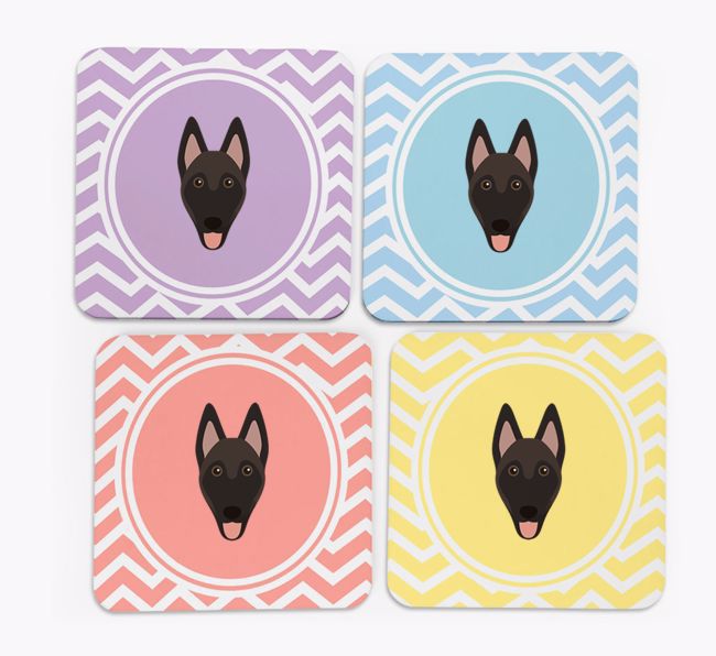 Zig Zag Design with {breedFullName} Icon Coasters - Set of 4