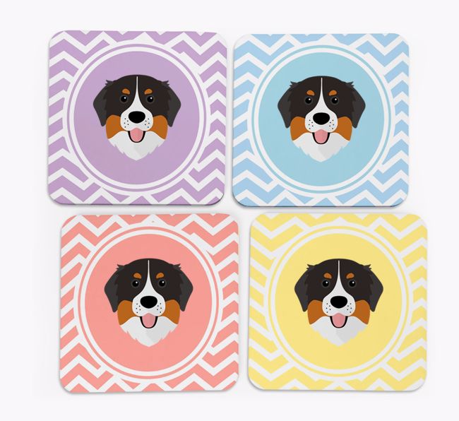 Zig Zag Design with {breedFullName} Icon Coasters - Set of 4