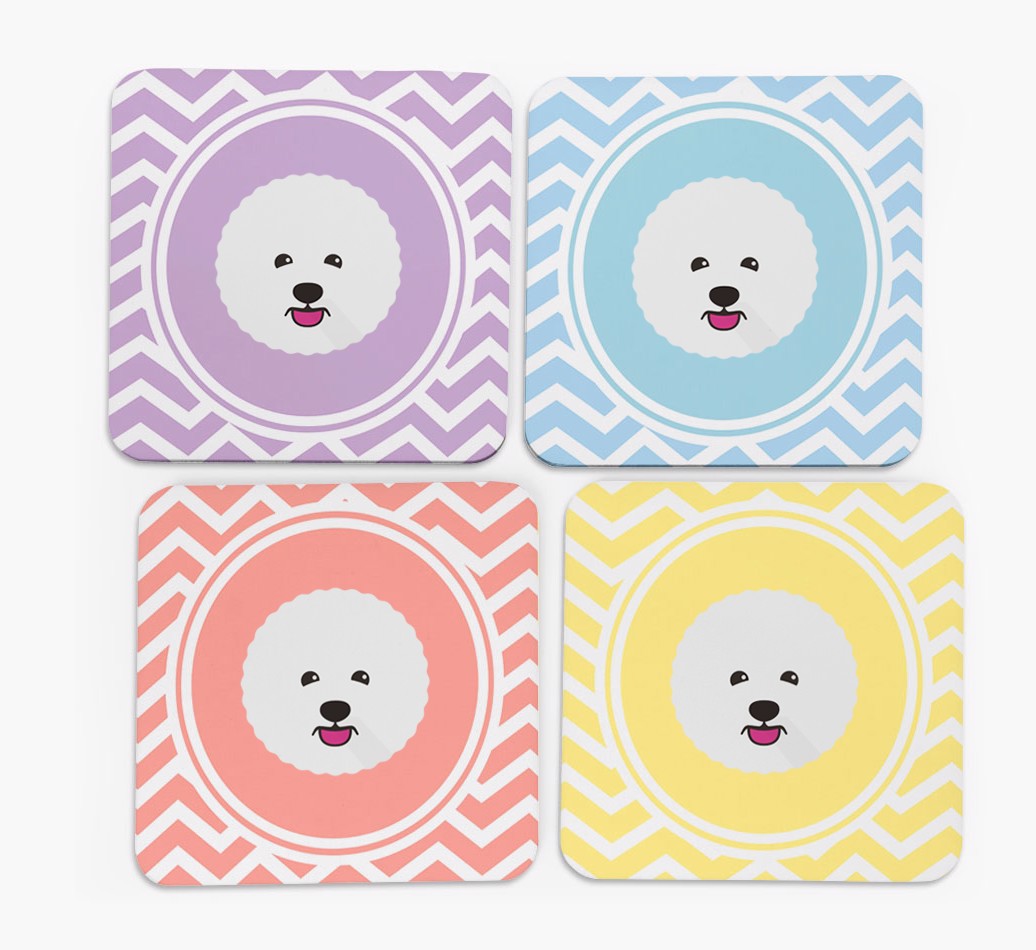 Zig Zag Design with {breedFullName} Icon Coasters - Set of 4 - front of coasters