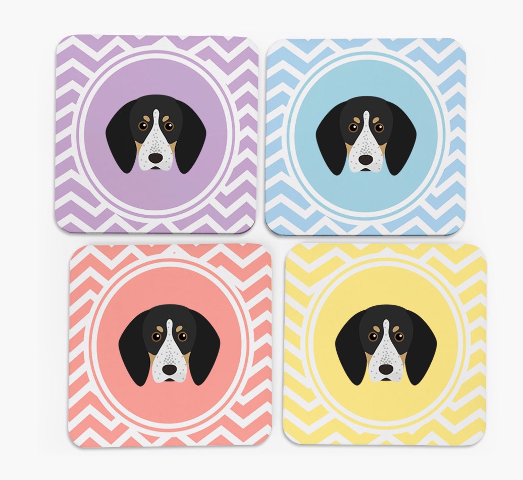 Zig Zag Design with {breedFullName} Icon Coasters - Set of 4 - front of coasters