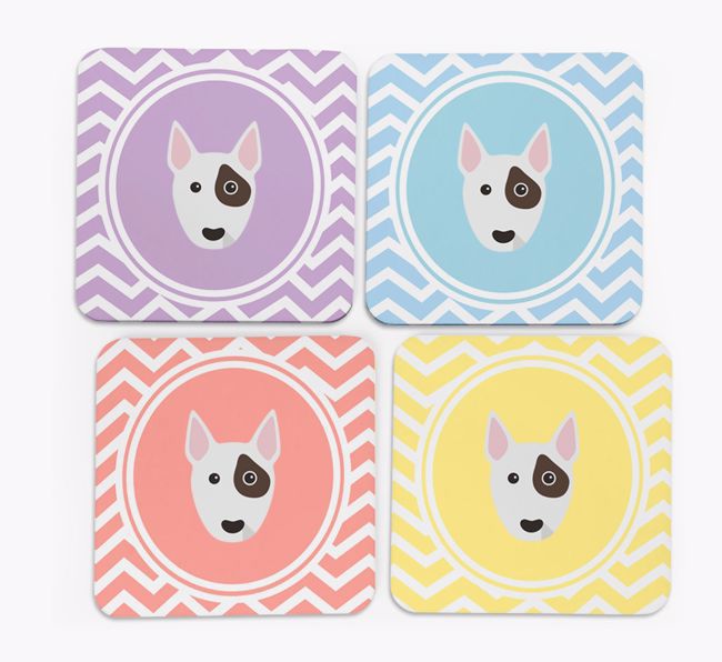 Zig Zag Design with {breedFullName} Icon Coasters - Set of 4