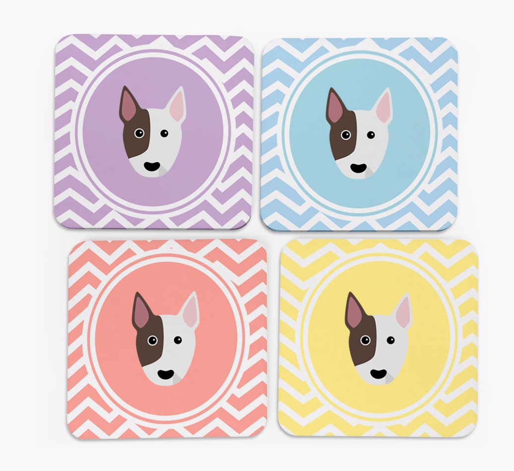 Zig Zag Design with {breedFullName} Icon Coasters - Set of 4 - front of coasters