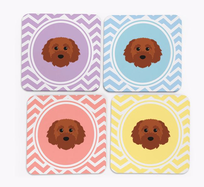 Zig Zag Design with {breedFullName} Icon Coasters - Set of 4