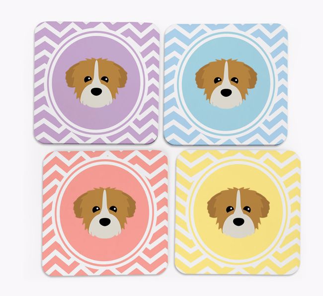 Zig Zag Design with {breedFullName} Icon Coasters - Set of 4