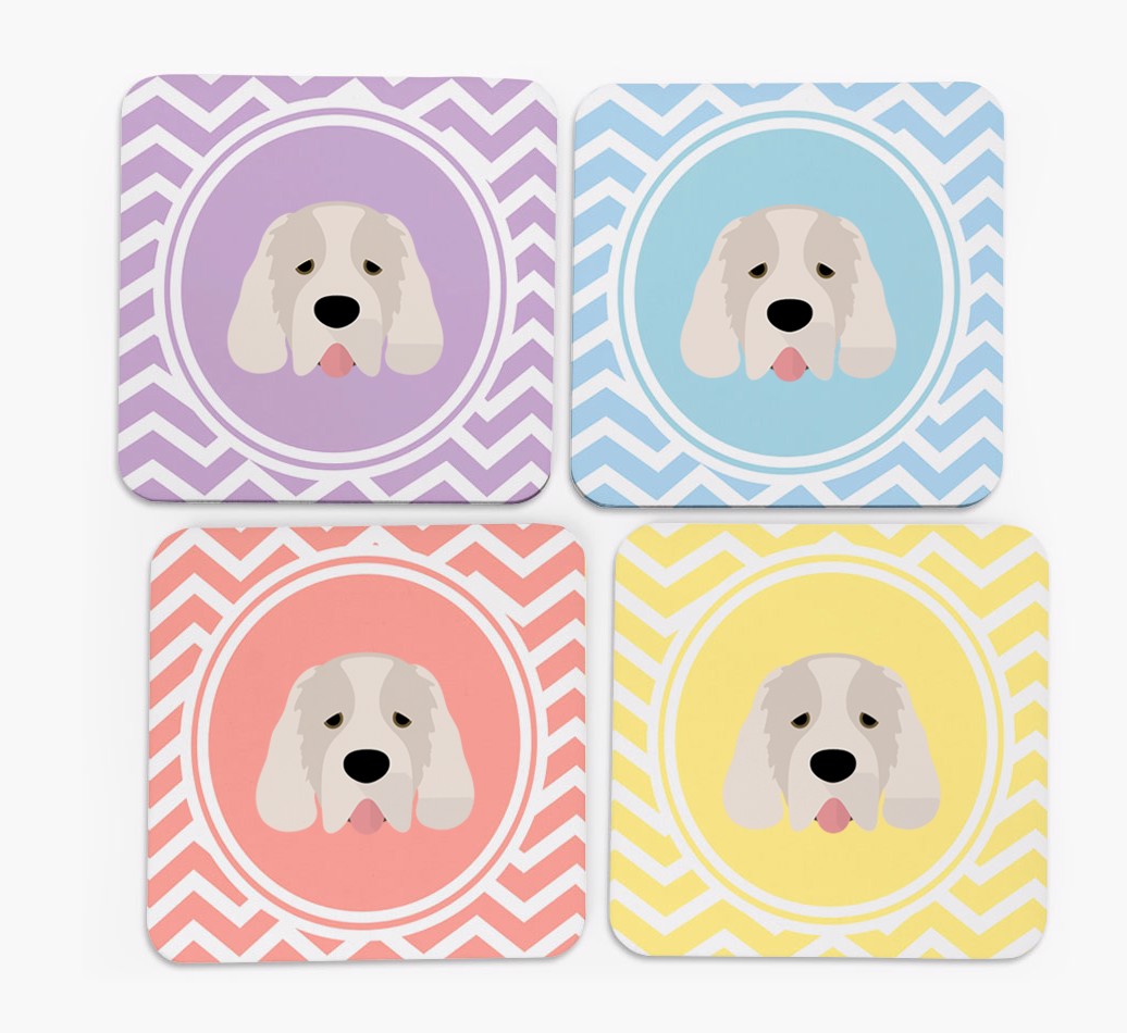 Zig Zag Design with {breedFullName} Icon Coasters - Set of 4 - front of coasters