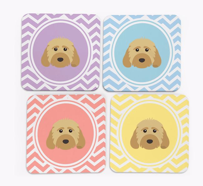 Zig Zag Design with {breedFullName} Icon Coasters - Set of 4