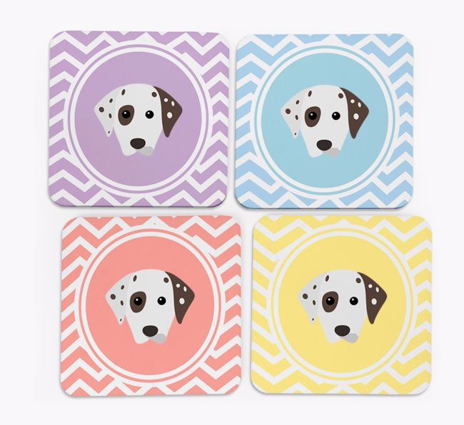 Zig Zag Design with {breedFullName} Icon Coasters - Set of 4