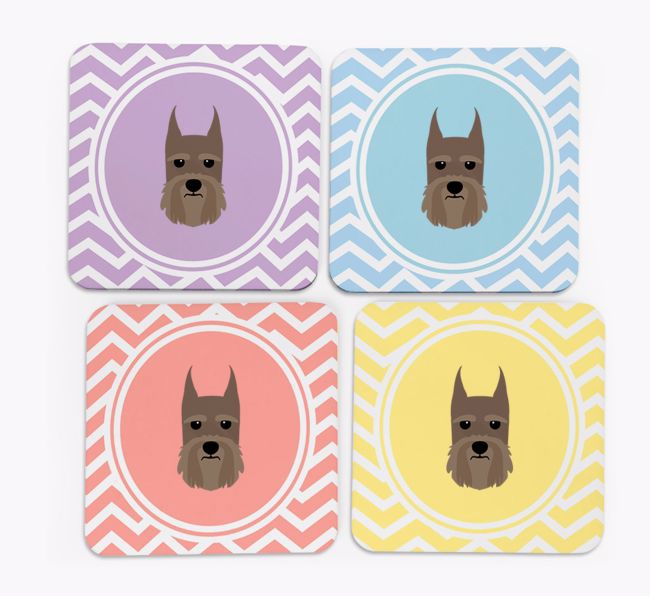 Zig Zag Design with {breedFullName} Icon Coasters - Set of 4