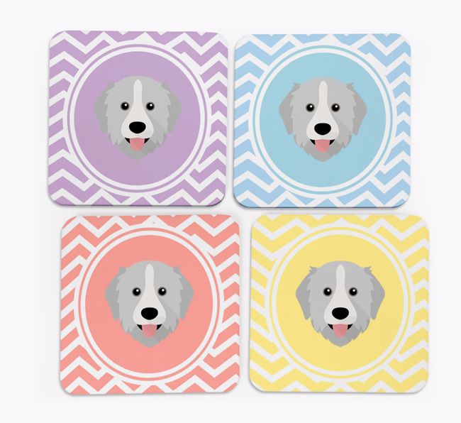 Zig Zag Design with {breedFullName} Icon Coasters - Set of 4