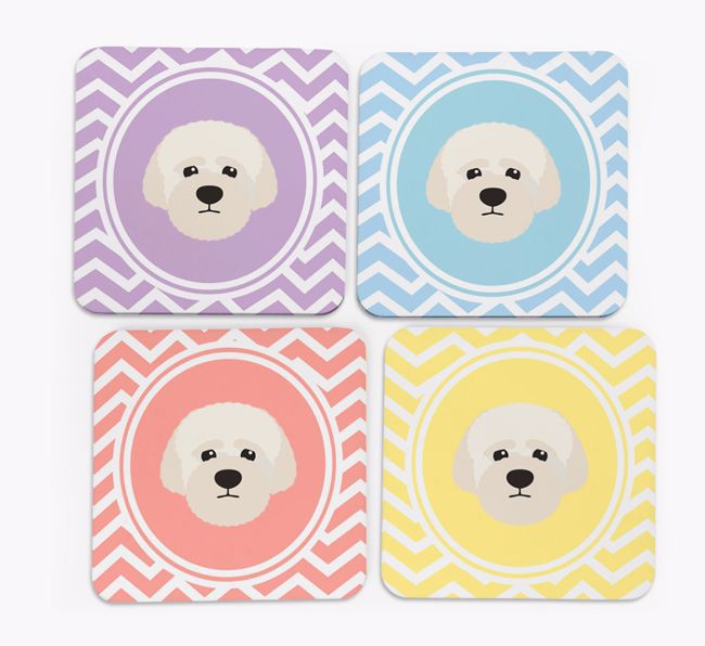 Zig Zag Design with {breedFullName} Icon Coasters - Set of 4