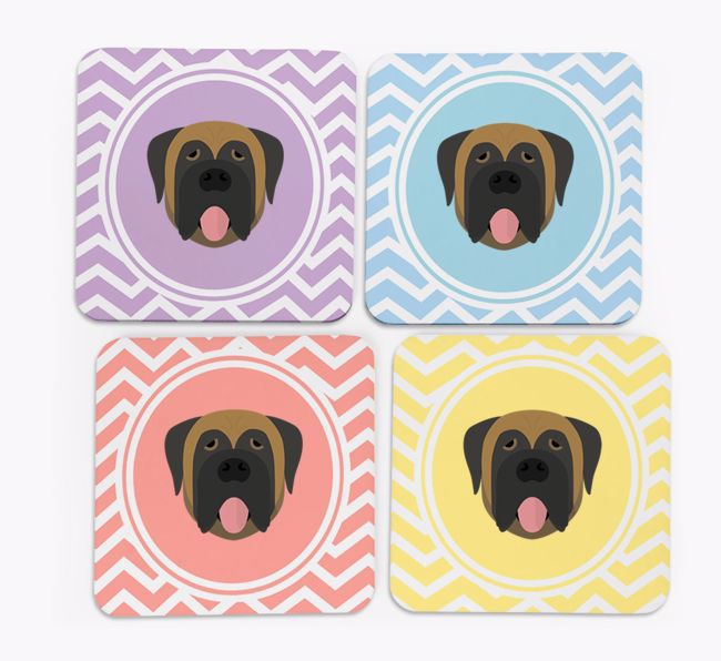 Zig Zag Design with {breedFullName} Icon Coasters - Set of 4