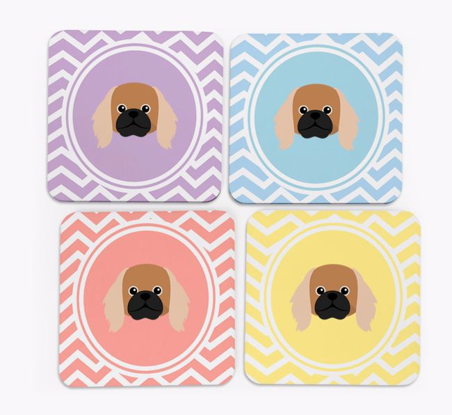 Zig Zag Design with {breedFullName} Icon Coasters - Set of 4