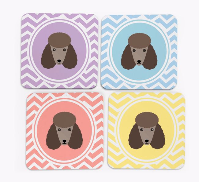 Zig Zag Design with {breedFullName} Icon Coasters - Set of 4