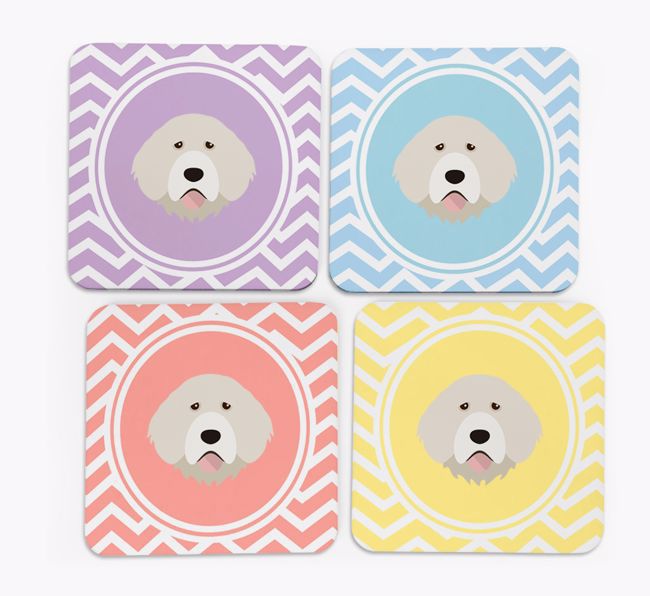 Zig Zag Design with {breedFullName} Icon Coasters - Set of 4