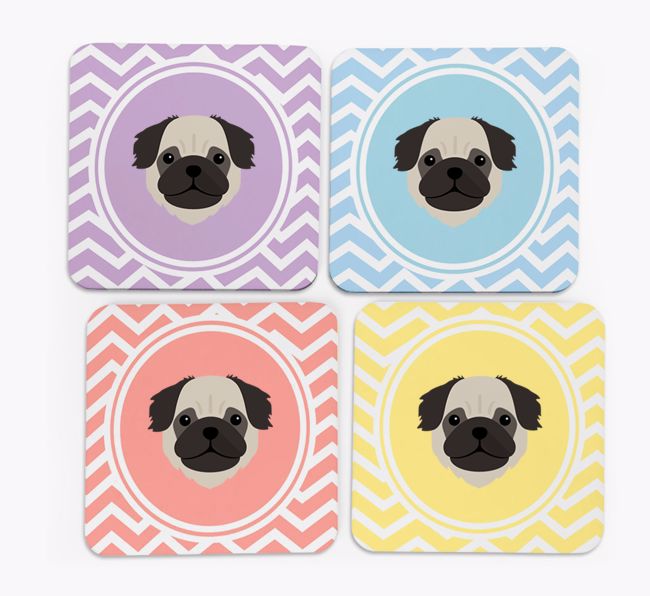 Zig Zag Design with {breedFullName} Icon Coasters - Set of 4