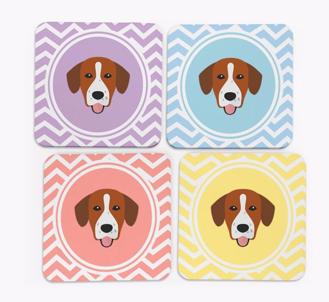 Zig Zag Design with {breedFullName} Icon Coasters - Set of 4