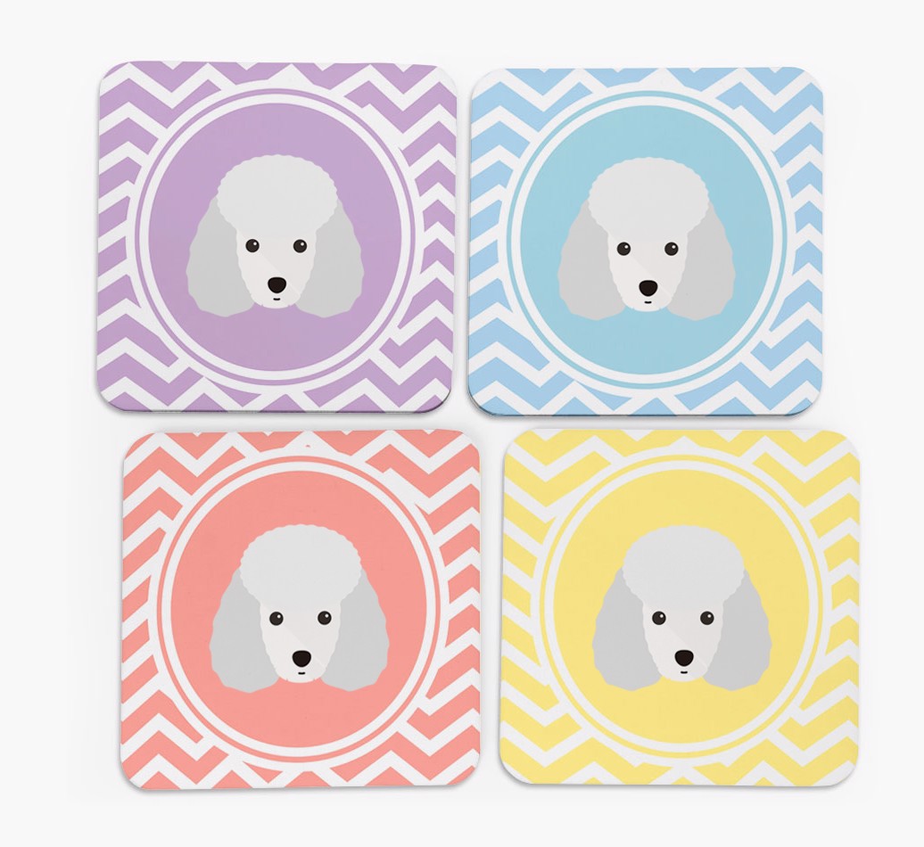 Zig Zag Design with {breedFullName} Icon Coasters - Set of 4 - front of coasters