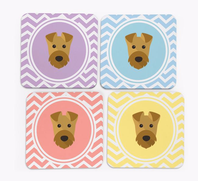 Zig Zag Design with {breedFullName} Icon Coasters - Set of 4