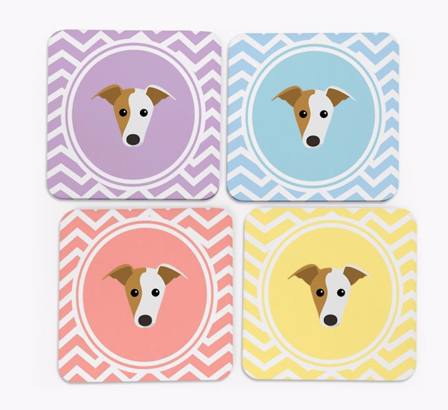 Zig Zag Design with {breedFullName} Icon Coasters - Set of 4