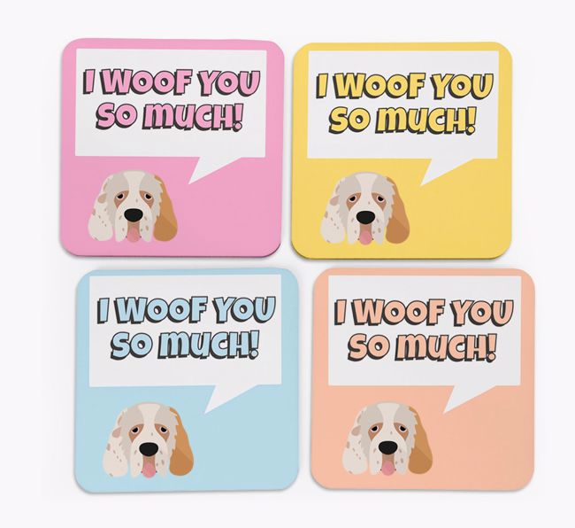 'I Woof You So Much' Design with {breedFullName} Icon Coasters - Set of 4