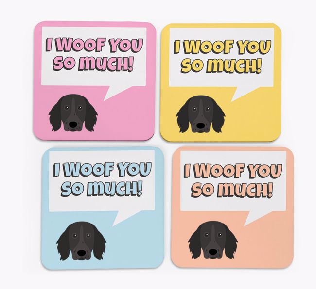 'I Woof You So Much' Design with {breedFullName} Icon Coasters - Set of 4