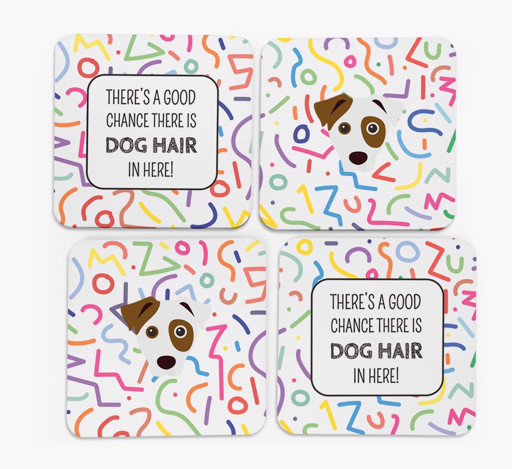  'Chance of Dog Hair' {breedFullName} Coasters - Set of 4 - front of coasters