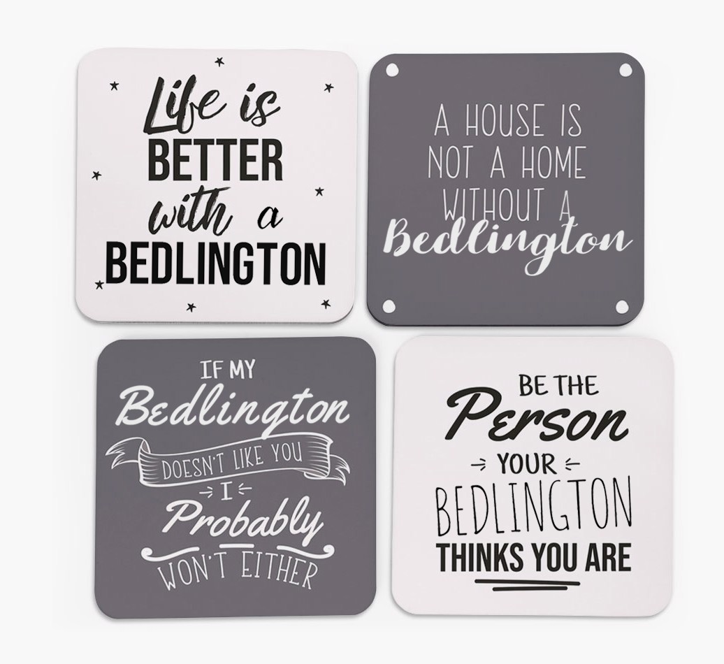 {breedFullName} Quote Coasters - Set of 4 - front of coasters