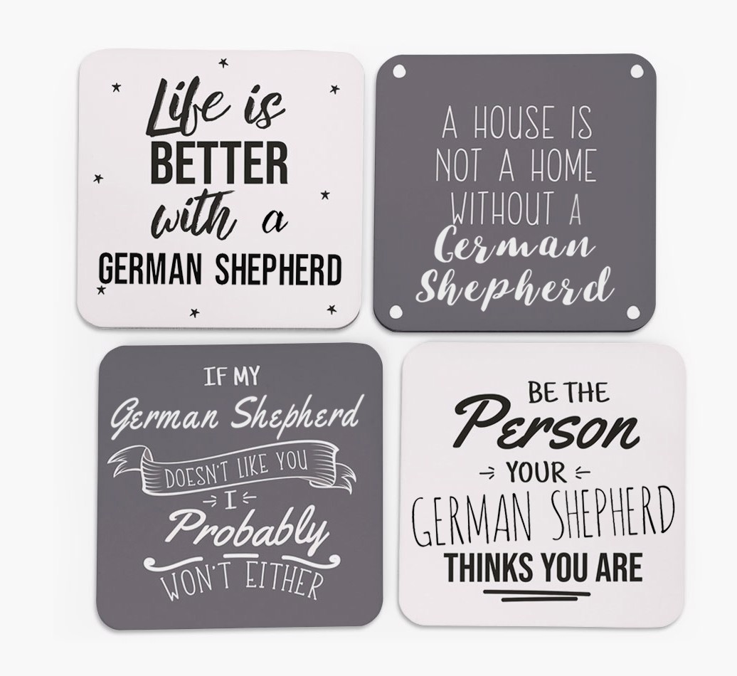 {breedFullName} Quote Coasters - Set of 4 - front of coasters